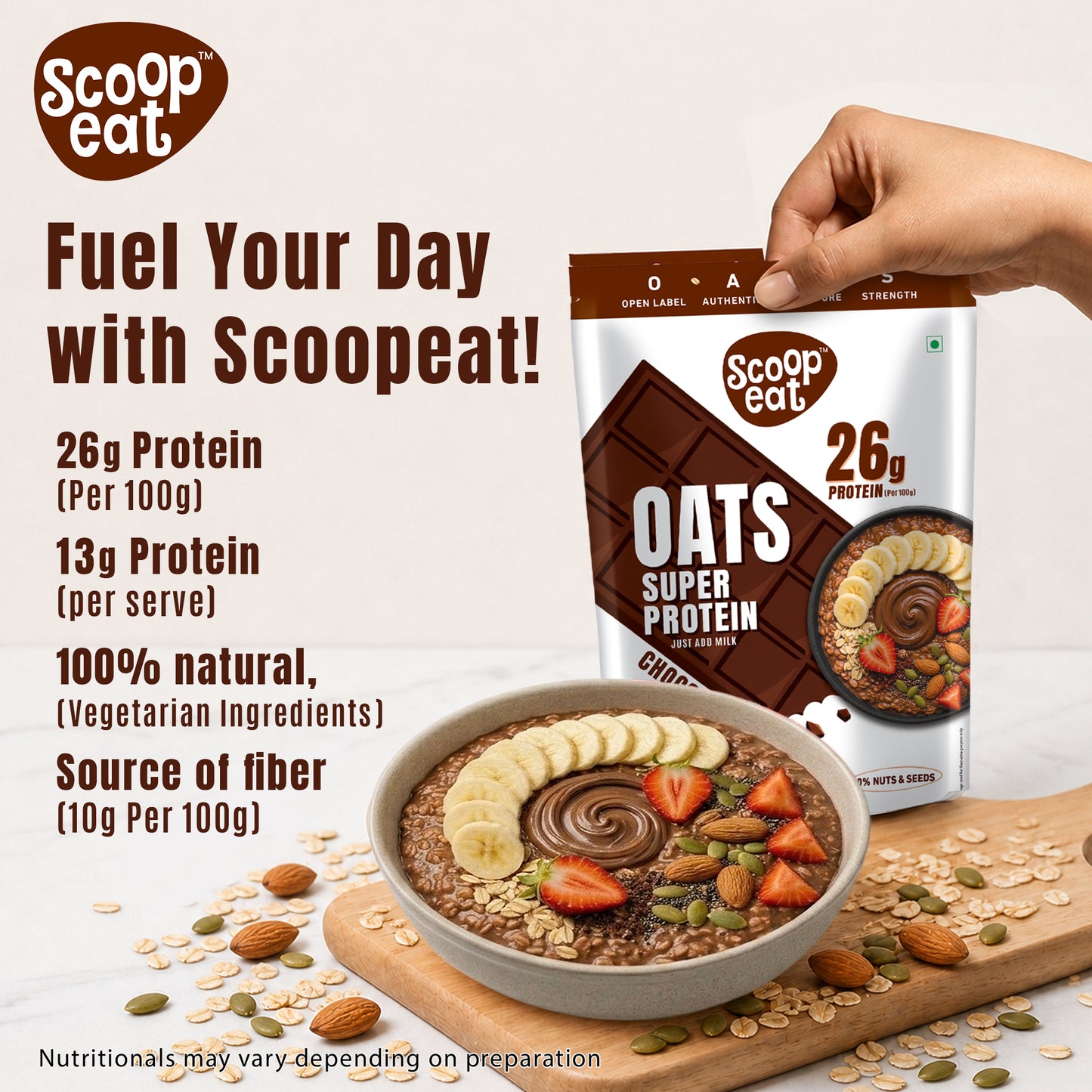 Scoopeat 26g Super High Protein Chocolate Oats 400gm