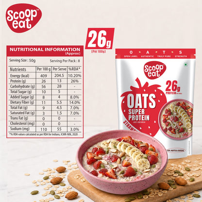 Scoopeat Assorted Oats pack of 2 - 26g Super High Protein Strawberry Oats