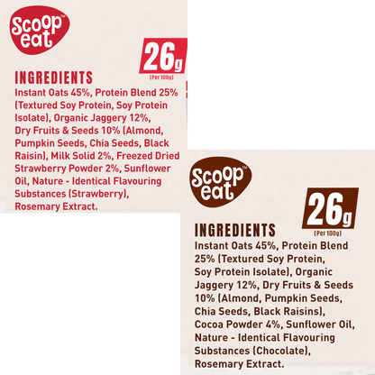 Scoopeat Assorted Combo of 2 - 26g Super High Protein Chocolate Oats + 26g Super High Protein Strawberry Oats