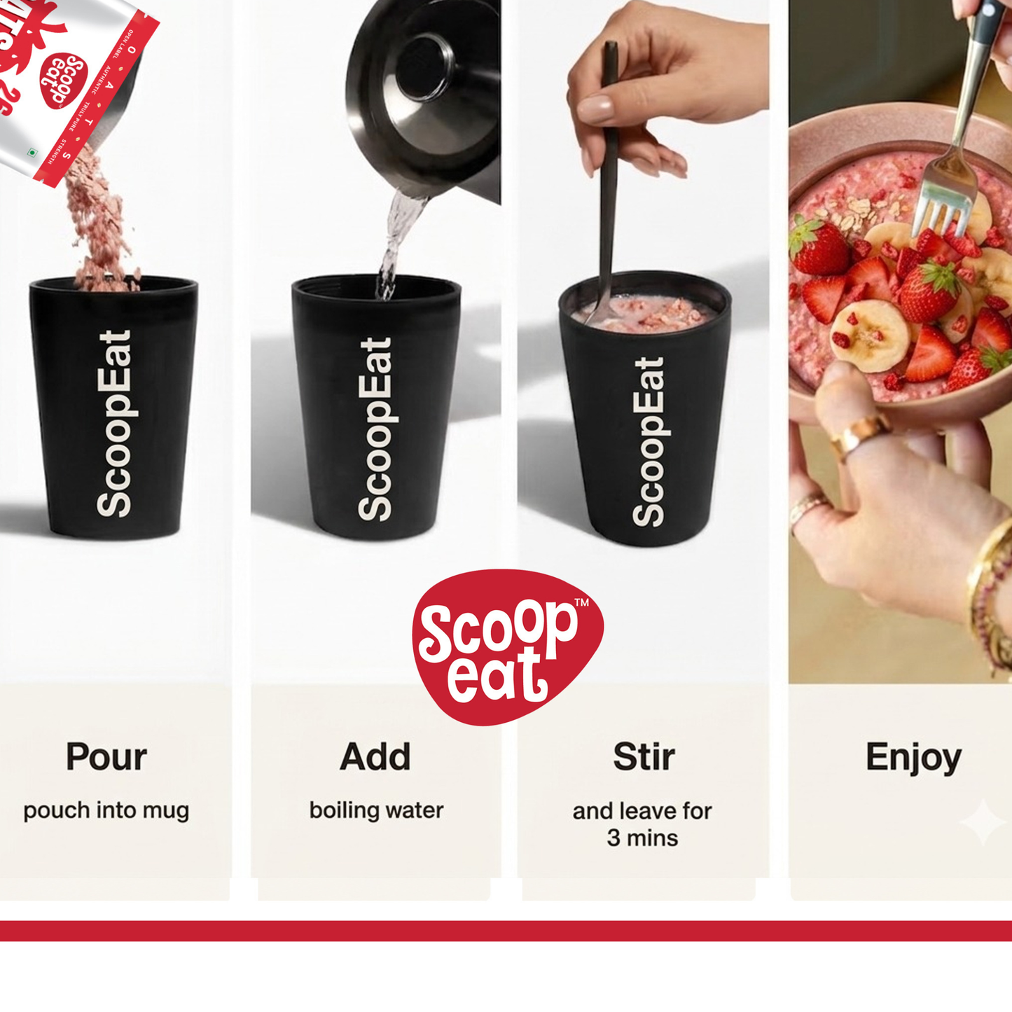 Scoopeat Assorted Combo of 2 - 26g Super High Protein Chocolate Oats + 26g Super High Protein Strawberry Oats
