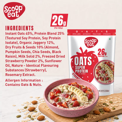 Scoopeat Assorted Oats pack of 2 - 26g Super High Protein Strawberry Oats