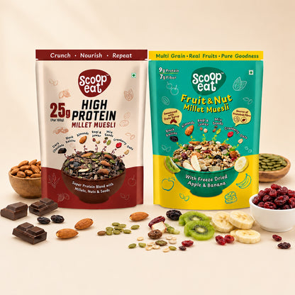 Scoopeat Assorted Muesli -  Fruit & Nut Muesli 400gm - 25gm High Protein Muesli- 400gm