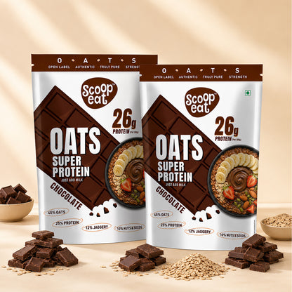 Scoopeat Assorted Oats pack of 2  - 26g Super High Protein Chocolate Oats 400gm