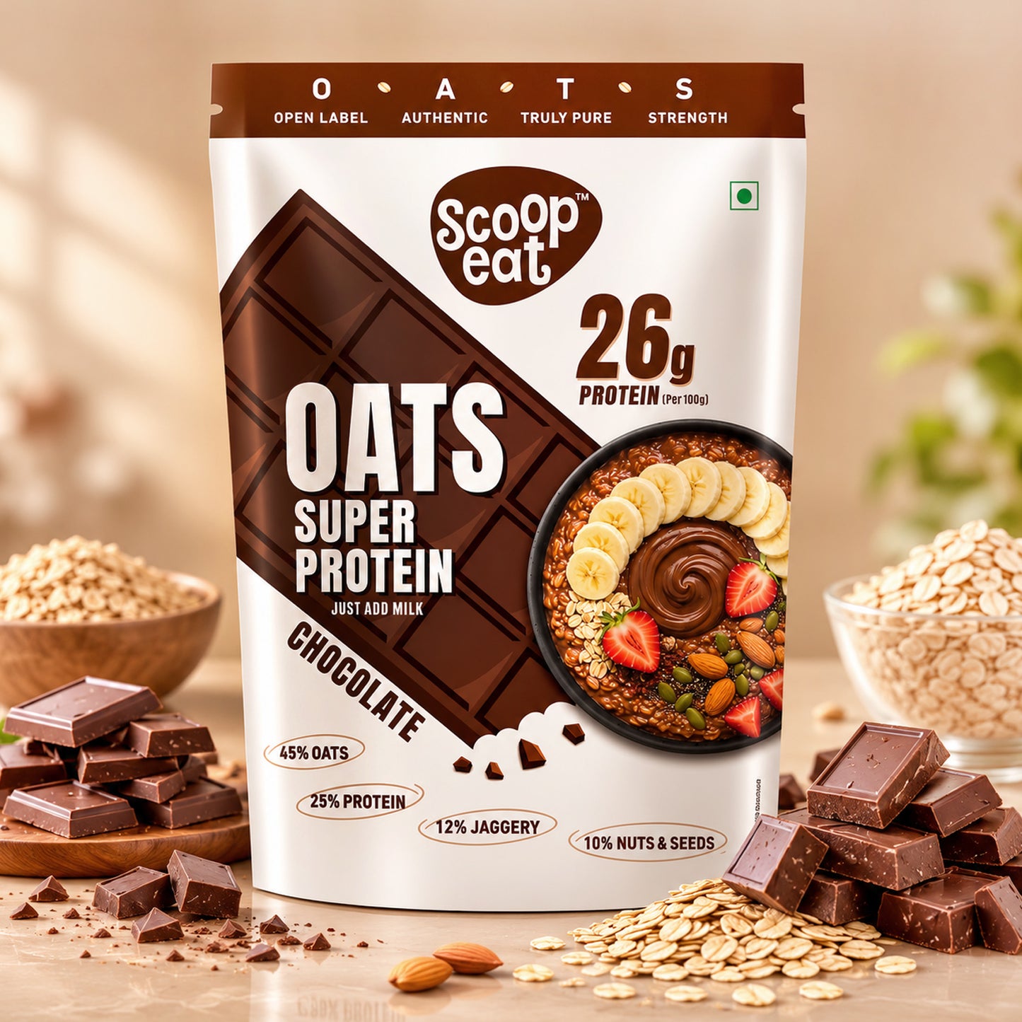 Scoopeat 26g Super High Protein Chocolate Oats 400gm